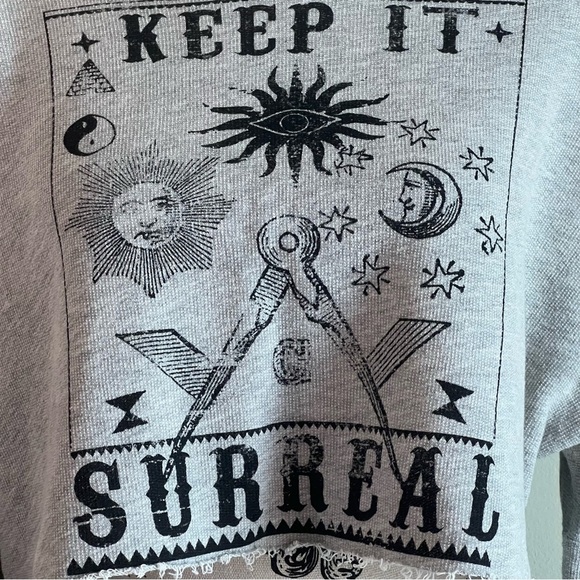 Whimsical sun and moon  long sleeves crop sweatshirt top - Picture 2 of 6